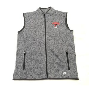 Georgia Bulldogs Russell Athletic Fleece Vest Large Heather Gray Full Zip